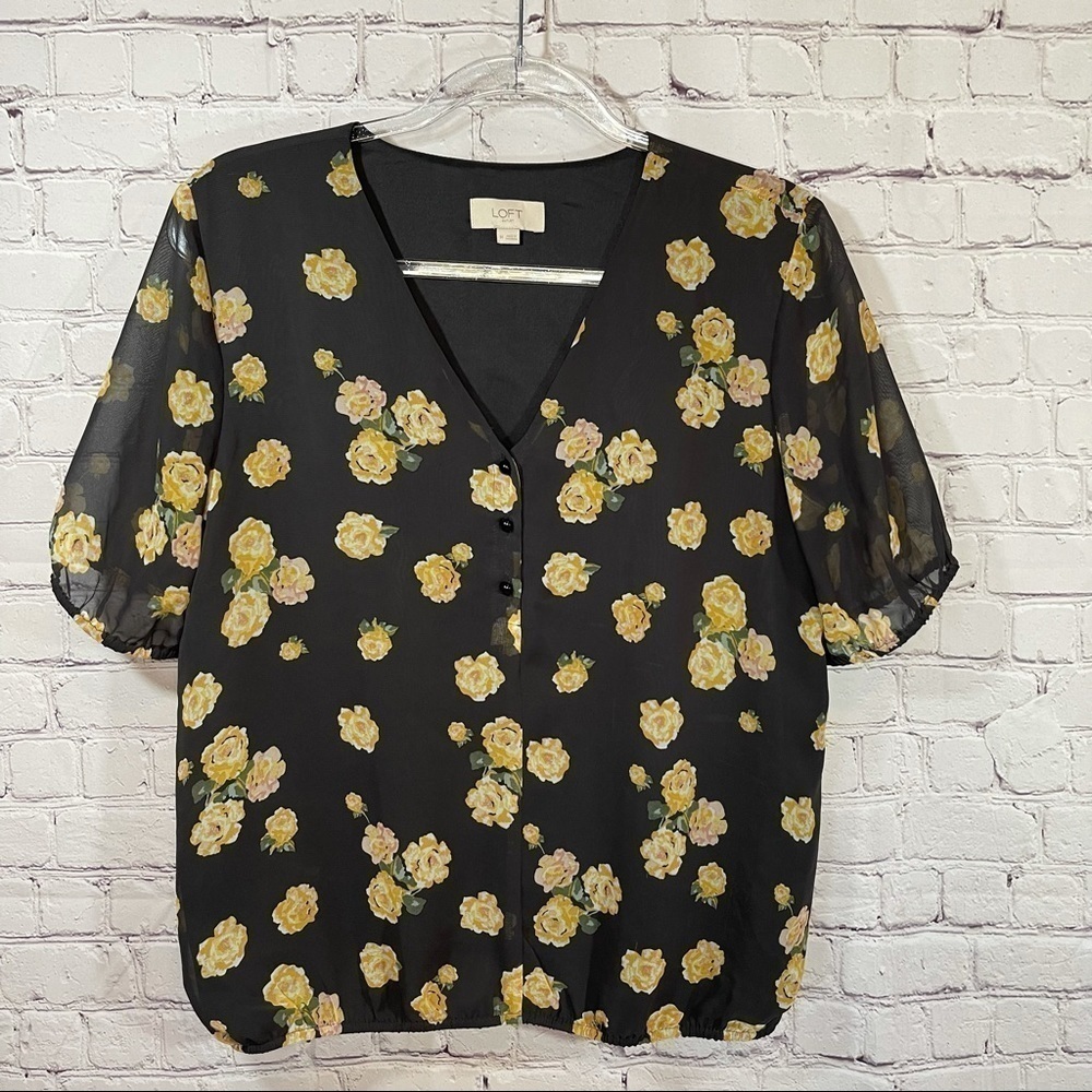 Loft Floral Dressy Blouse Medium